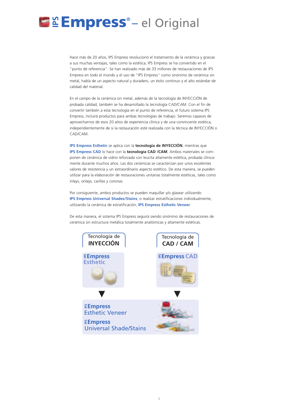 Empress, El original, Ip s | Inyección, Cad / cam empress esthetic, Empress cad, Universal shade/stains esthetic veneer | Ivoclar Vivadent IPS Empress CAD Chairside - de-en-es-it-ru User Manual | Page 99 / 240