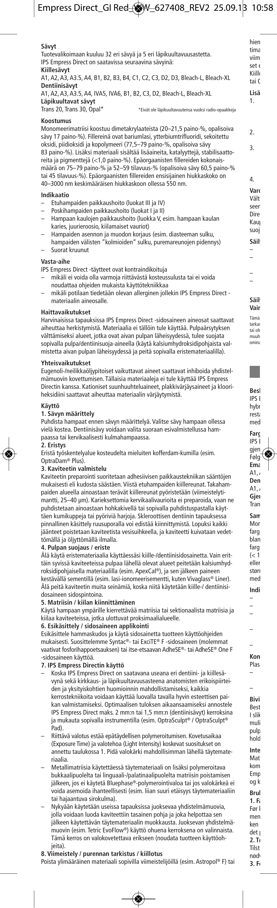 Suomi | Ivoclar Vivadent IPS Empress Direct User Manual | Page 14 / 48