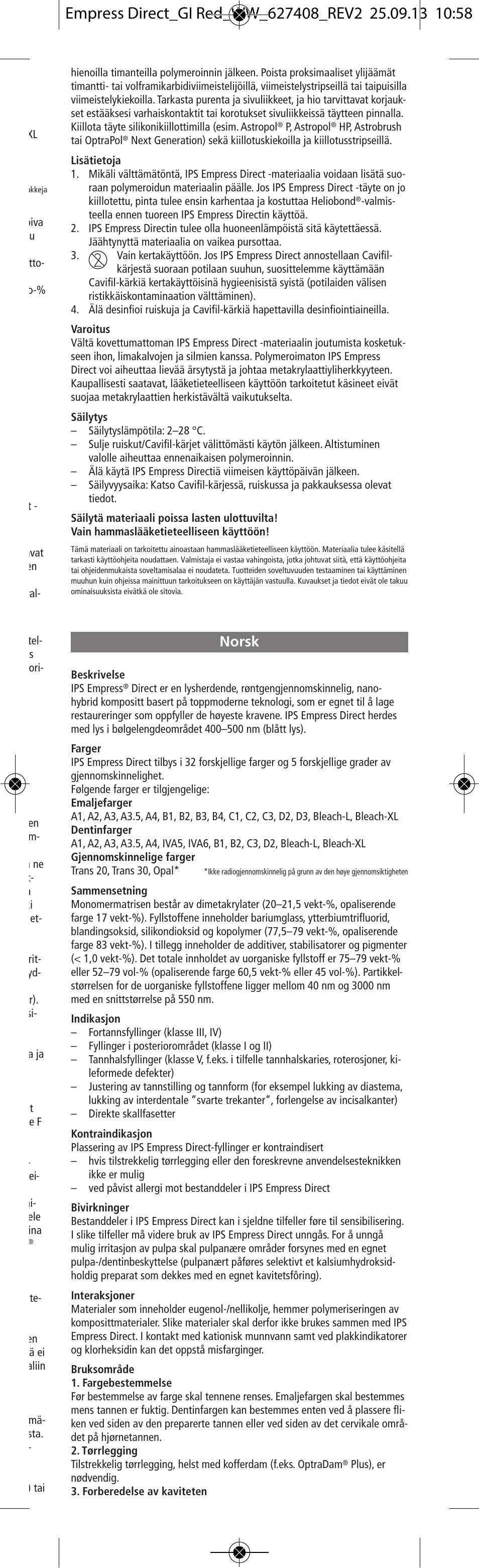 Norsk | Ivoclar Vivadent IPS Empress Direct User Manual | Page 15 / 48