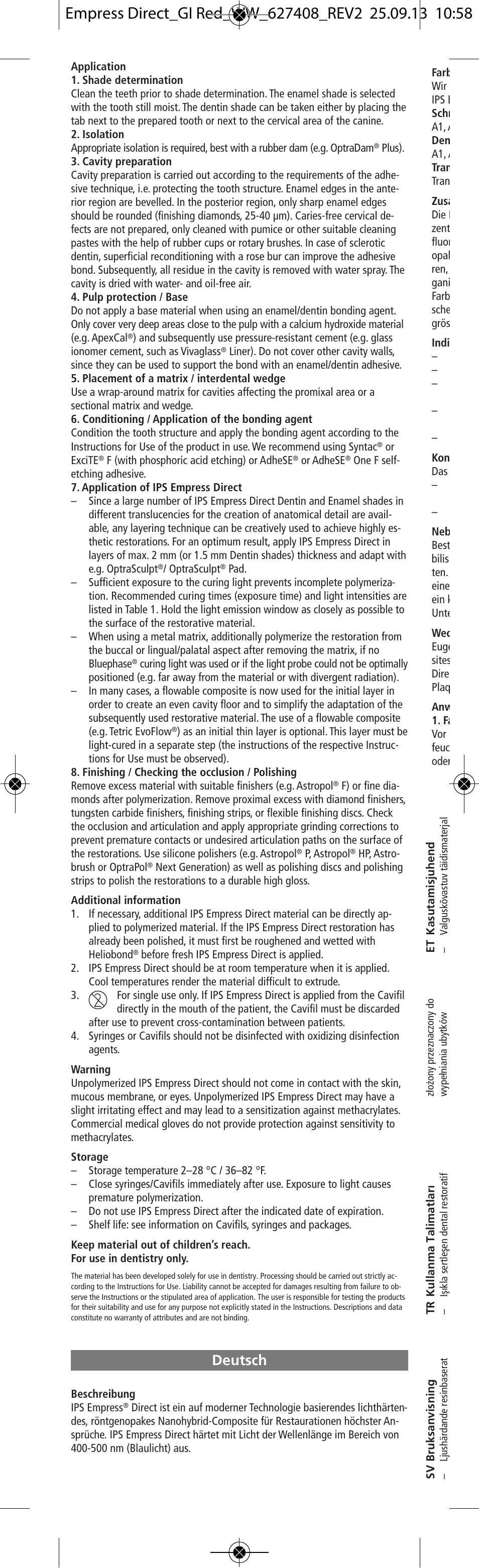 Deutsch | Ivoclar Vivadent IPS Empress Direct User Manual | Page 2 / 48