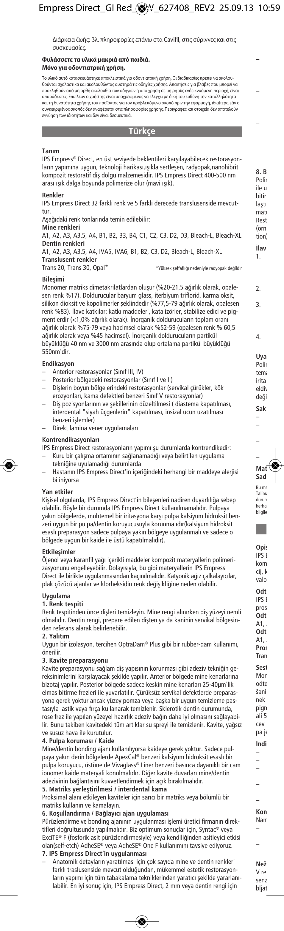 Türkçe | Ivoclar Vivadent IPS Empress Direct User Manual | Page 20 / 48