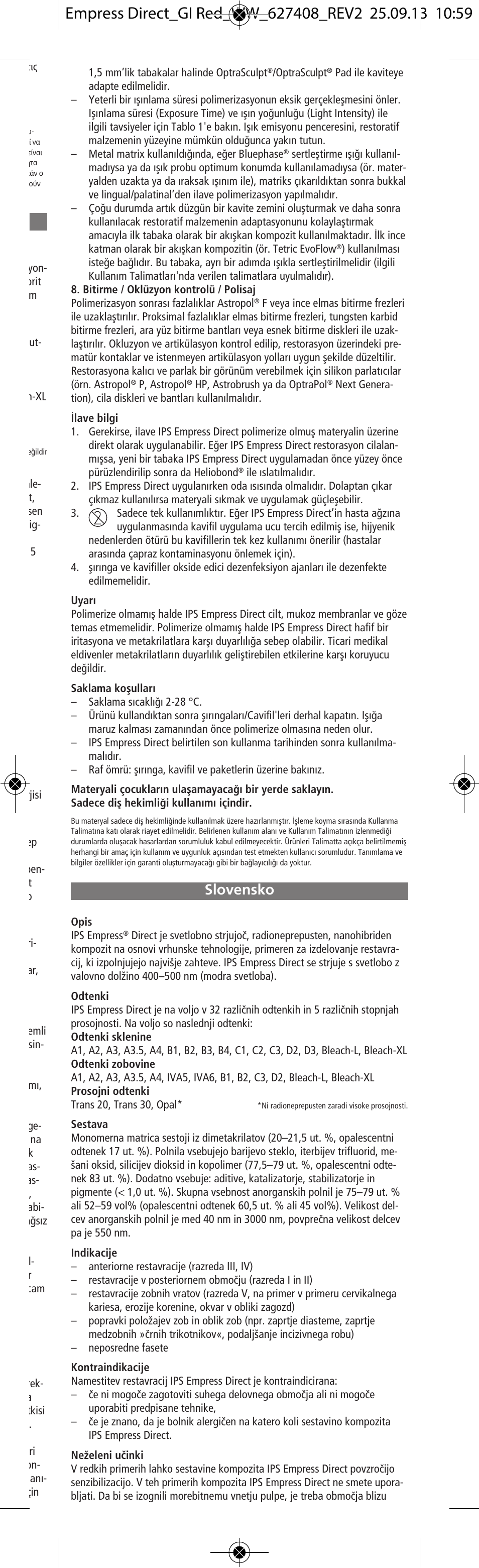 Slovensko | Ivoclar Vivadent IPS Empress Direct User Manual | Page 21 / 48