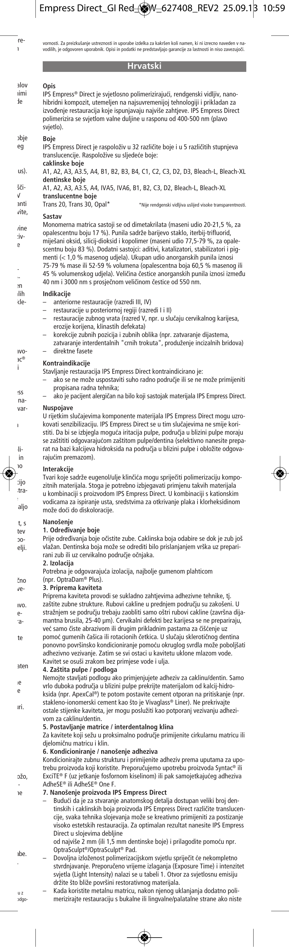 Hrvatski | Ivoclar Vivadent IPS Empress Direct User Manual | Page 23 / 48