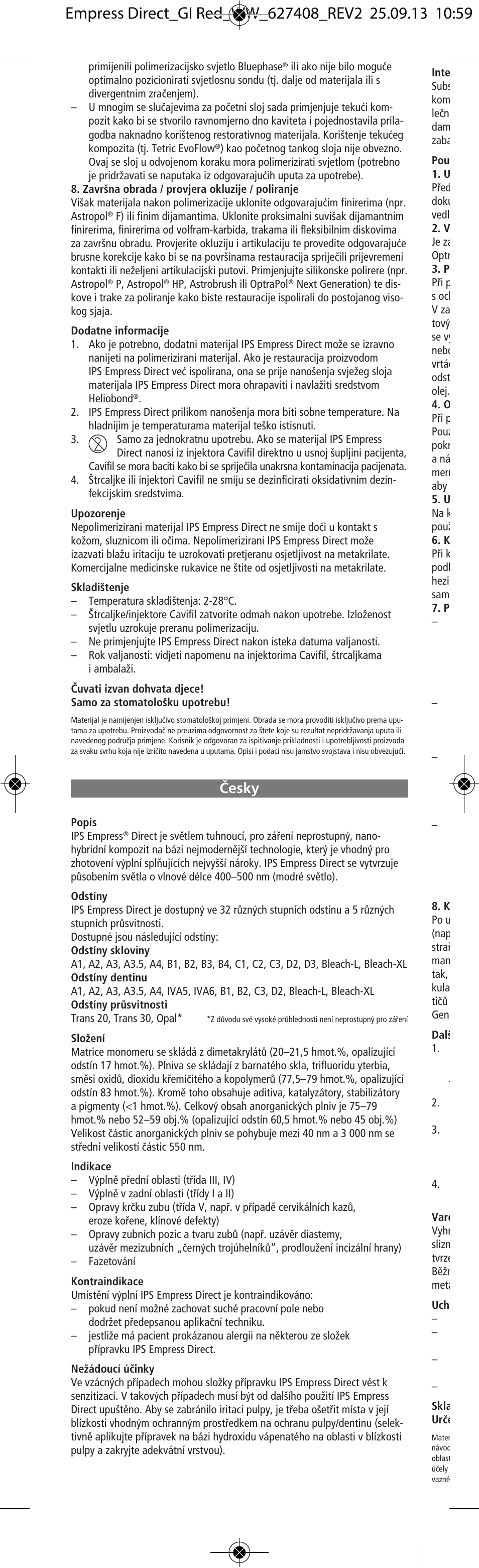 Cesky, Âesky | Ivoclar Vivadent IPS Empress Direct User Manual | Page 24 / 48