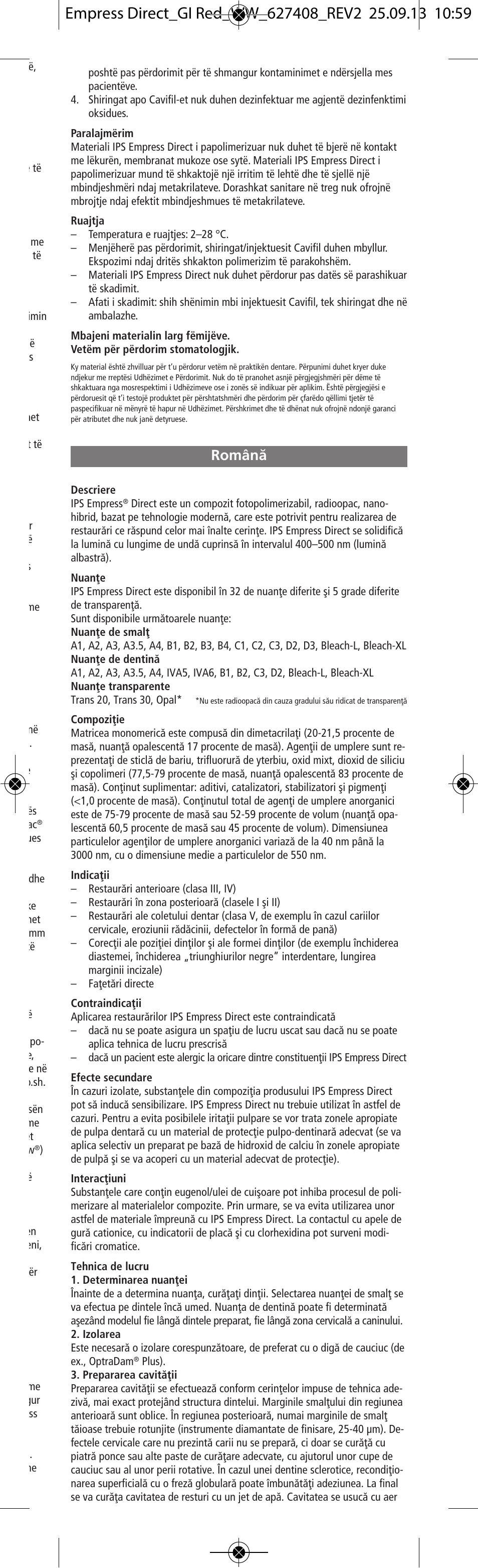 Româna, Românæ | Ivoclar Vivadent IPS Empress Direct User Manual | Page 37 / 48