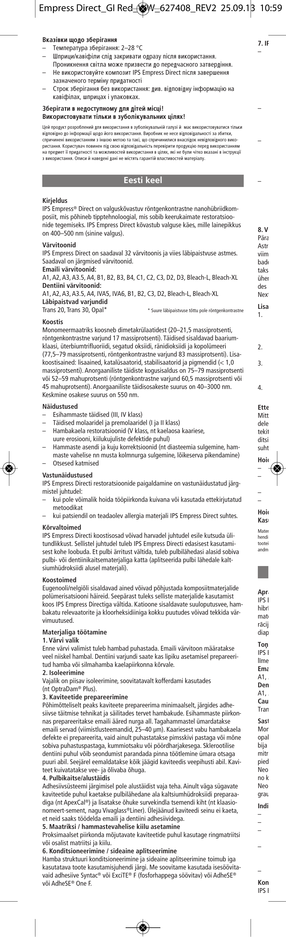 Eesti keel | Ivoclar Vivadent IPS Empress Direct User Manual | Page 42 / 48