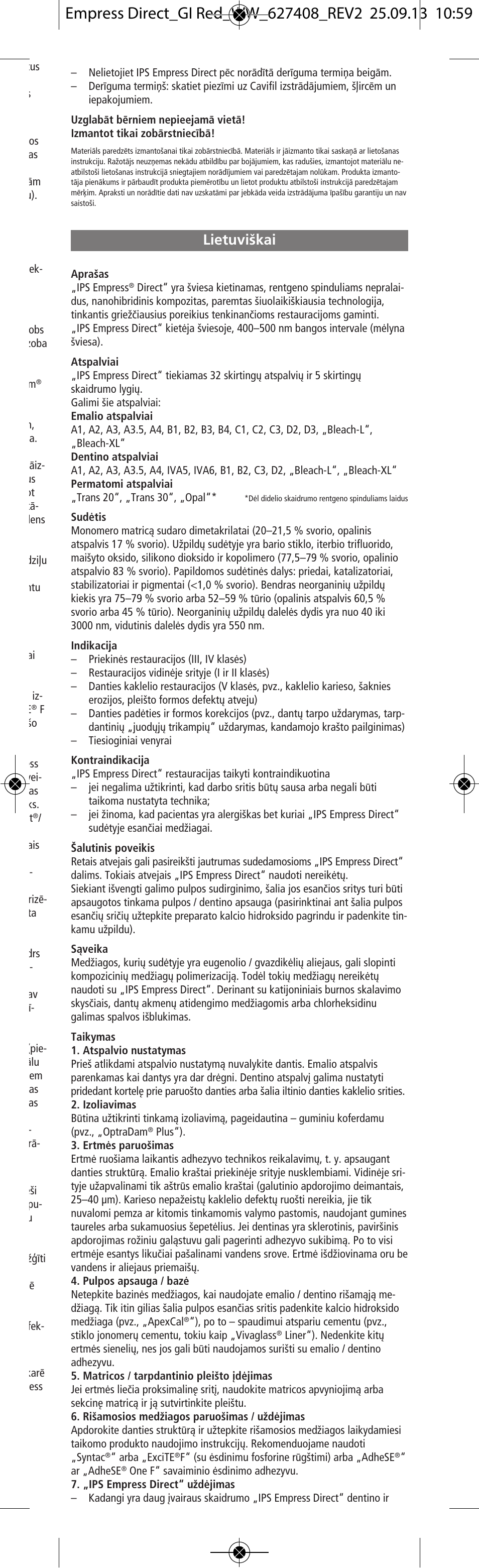 Lietuviskai, Lietuvi‰kai | Ivoclar Vivadent IPS Empress Direct User Manual | Page 45 / 48
