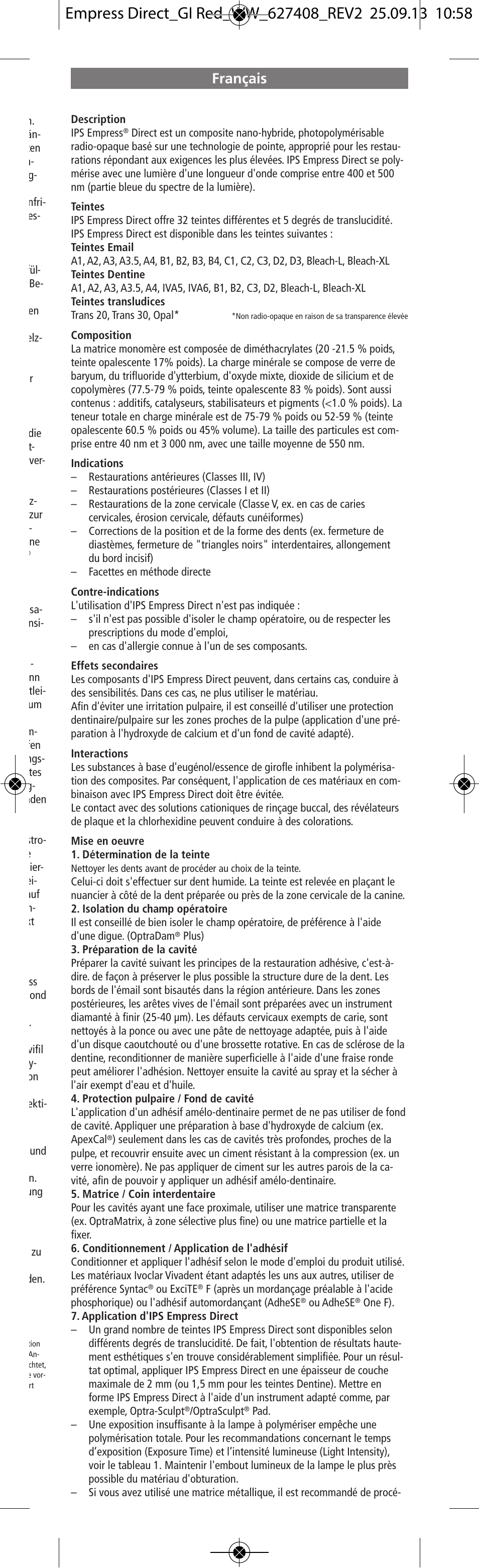 Français | Ivoclar Vivadent IPS Empress Direct User Manual | Page 5 / 48