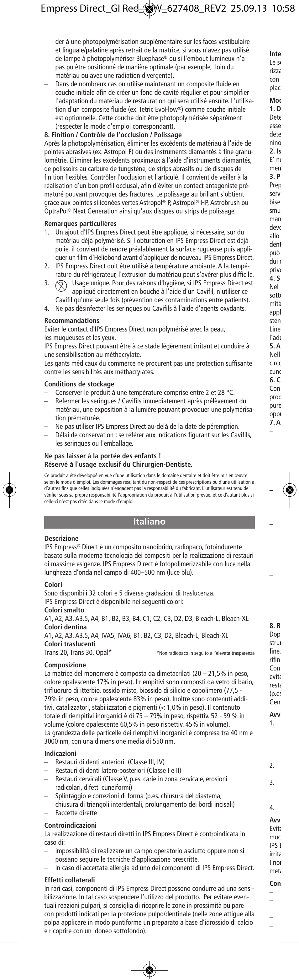 Italiano | Ivoclar Vivadent IPS Empress Direct User Manual | Page 6 / 48