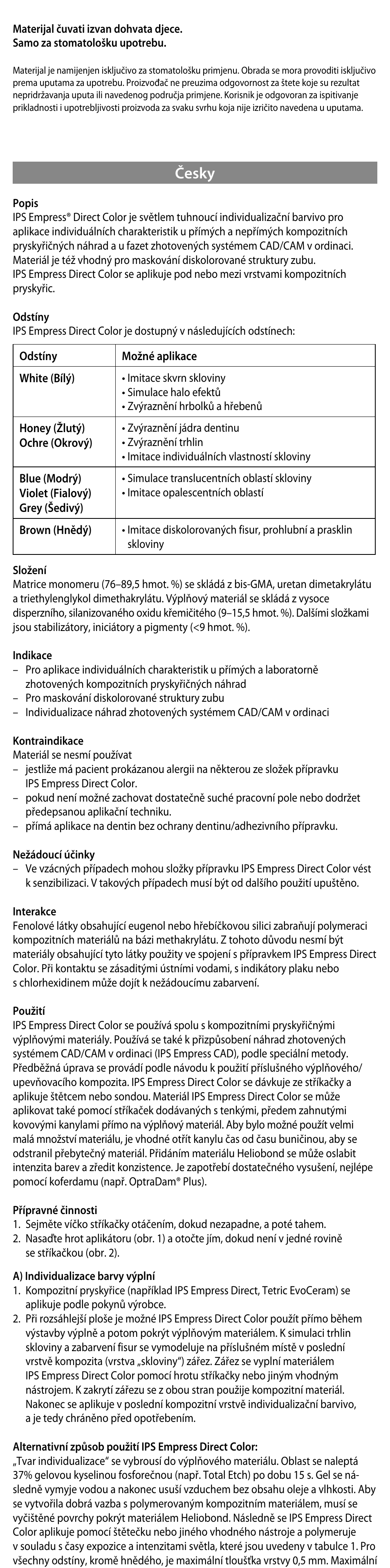 Česky | Ivoclar Vivadent IPS Empress Direct Color User Manual | Page 25 / 48