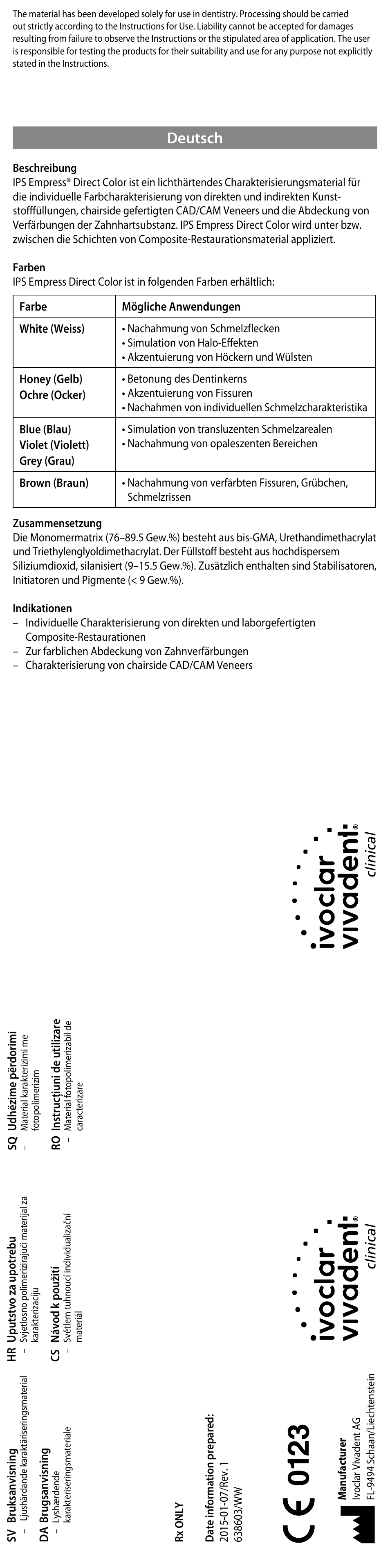 Deutsch | Ivoclar Vivadent IPS Empress Direct Color User Manual | Page 3 / 48