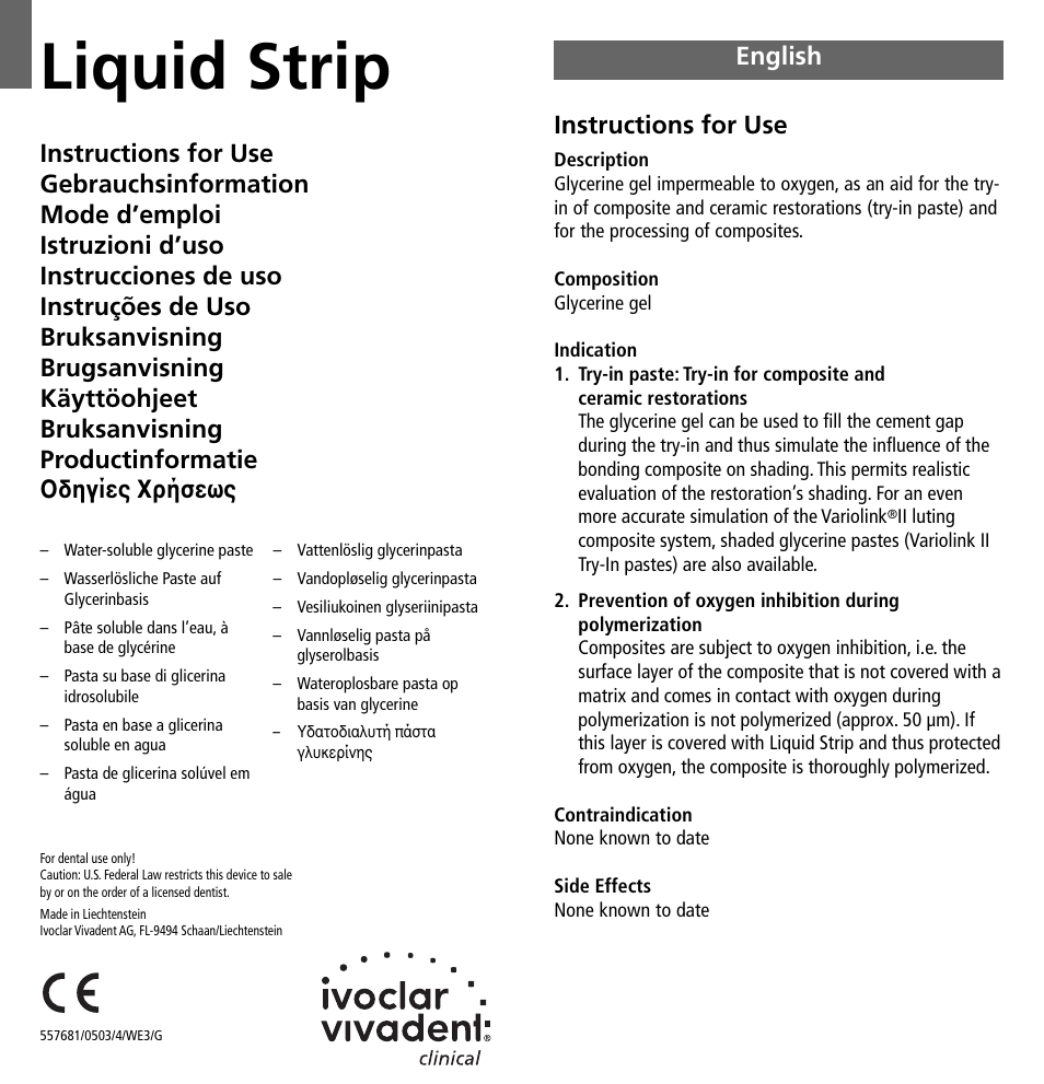 Ivoclar Vivadent Liquid Strip User Manual | 20 pages