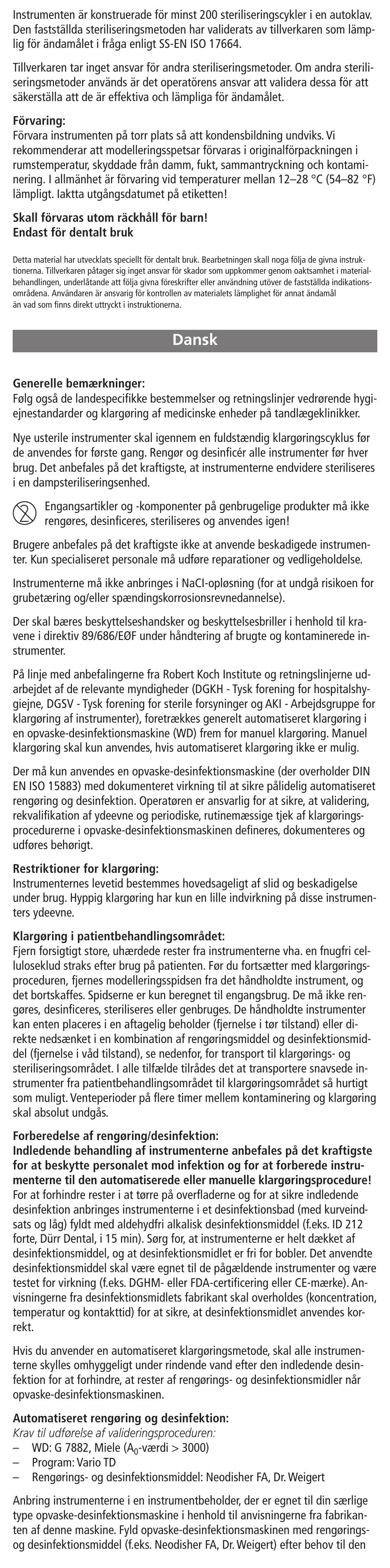 Dansk | Ivoclar Vivadent Manufacturer User Manual | Page 14 / 29