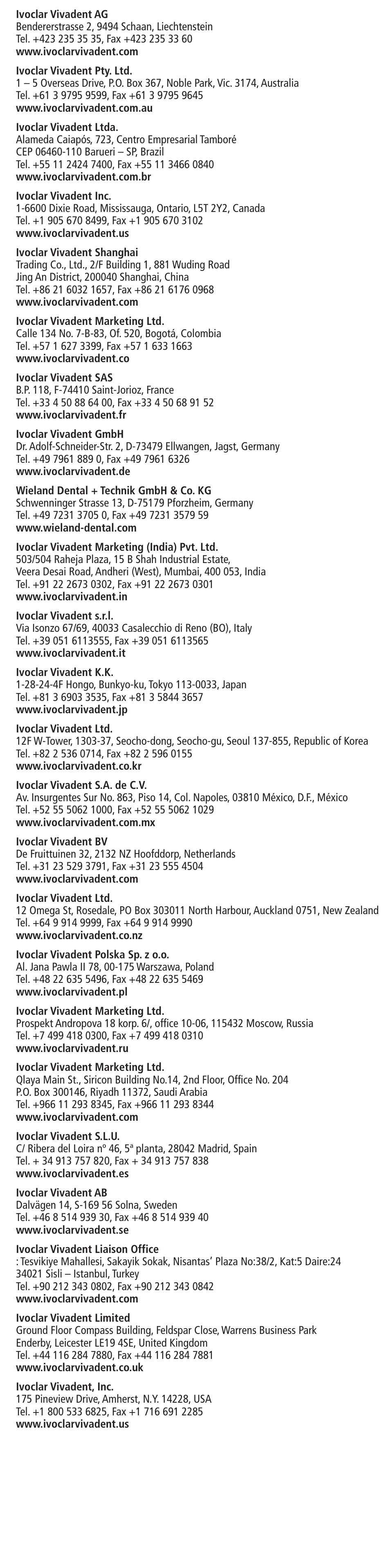 Ivoclar Vivadent Manufacturer User Manual | Page 29 / 29