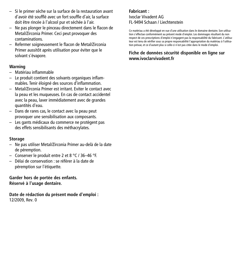 Ivoclar Vivadent Metal-Zirconia Primer User Manual | Page 4 / 12