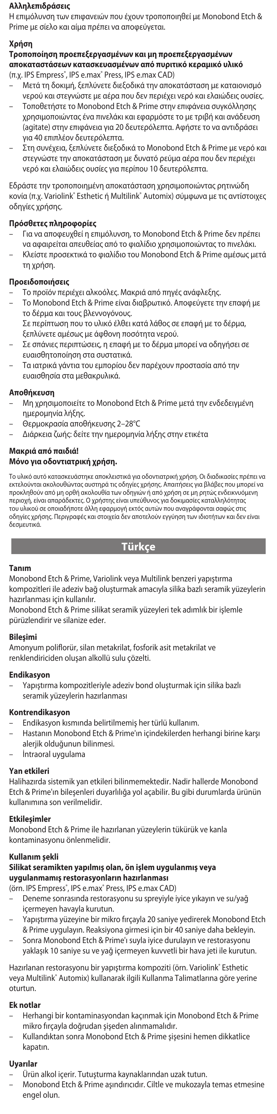 Türkçe | Ivoclar Vivadent Monobond Etch & Prime User Manual | Page 10 / 24