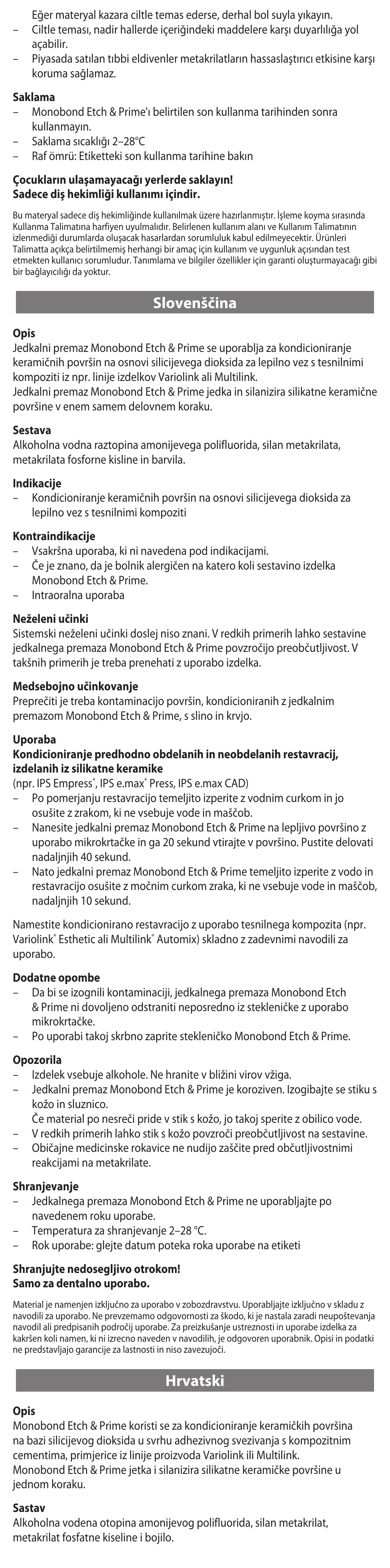 Slovenščina, Hrvatski | Ivoclar Vivadent Monobond Etch & Prime User Manual | Page 11 / 24