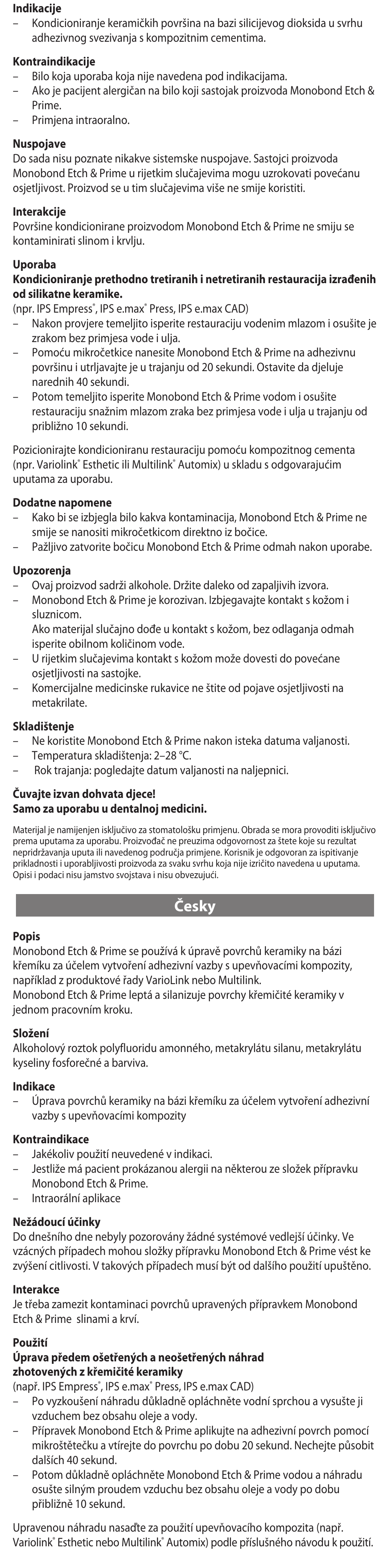 Česky | Ivoclar Vivadent Monobond Etch & Prime User Manual | Page 12 / 24