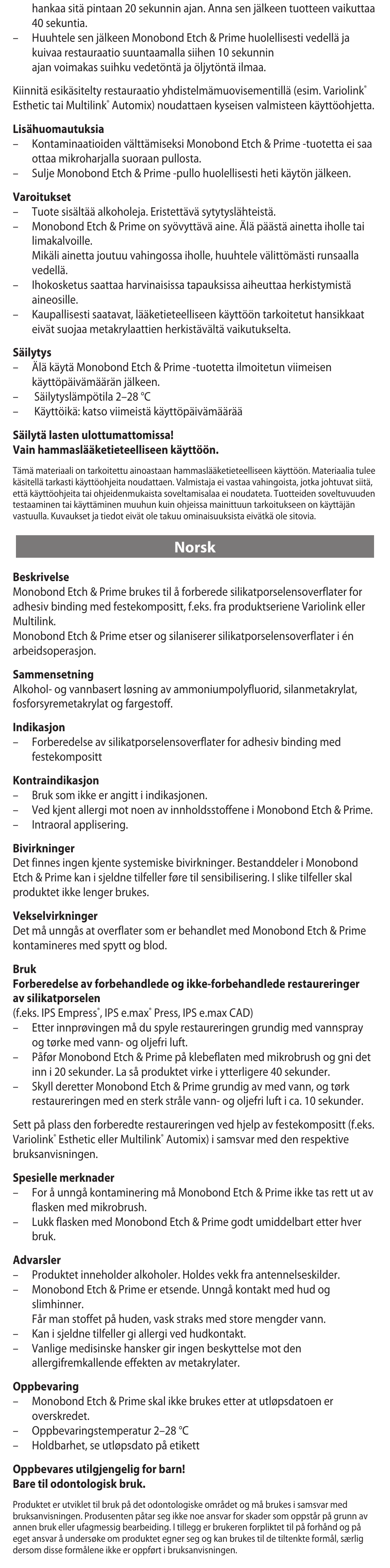 Norsk | Ivoclar Vivadent Monobond Etch & Prime User Manual | Page 8 / 24