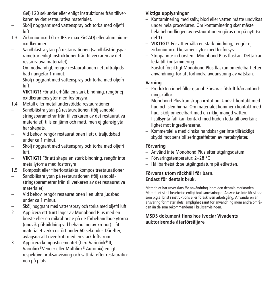 Ivoclar Vivadent Monobond Plus User Manual | Page 12 / 27
