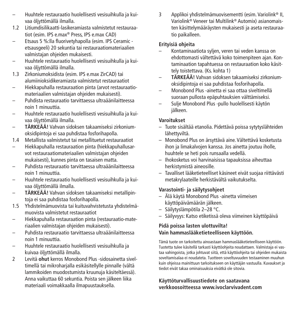 Ivoclar Vivadent Monobond Plus User Manual | Page 15 / 27