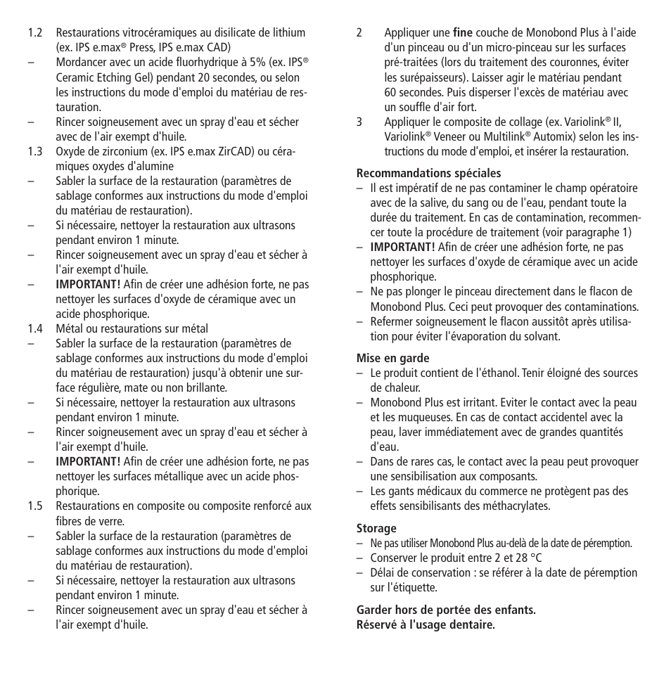 Ivoclar Vivadent Monobond Plus User Manual | Page 5 / 27