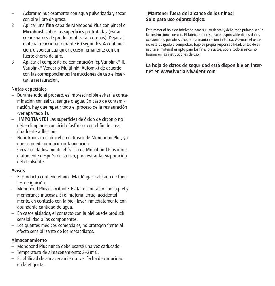 Ivoclar Vivadent Monobond Plus User Manual | Page 9 / 27