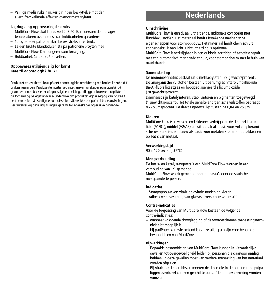 Nederlands | Ivoclar Vivadent MultiCore Flow User Manual | Page 21 / 33