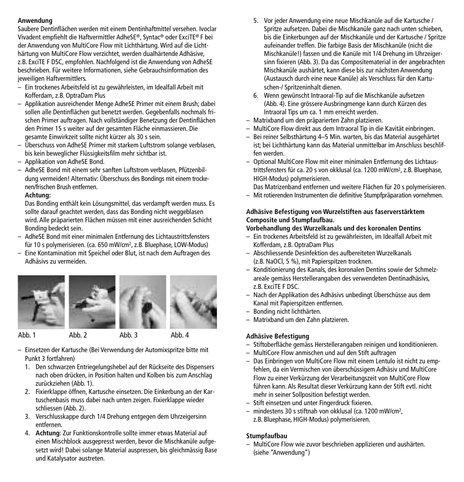 Ivoclar Vivadent MultiCore Flow User Manual | Page 4 / 33