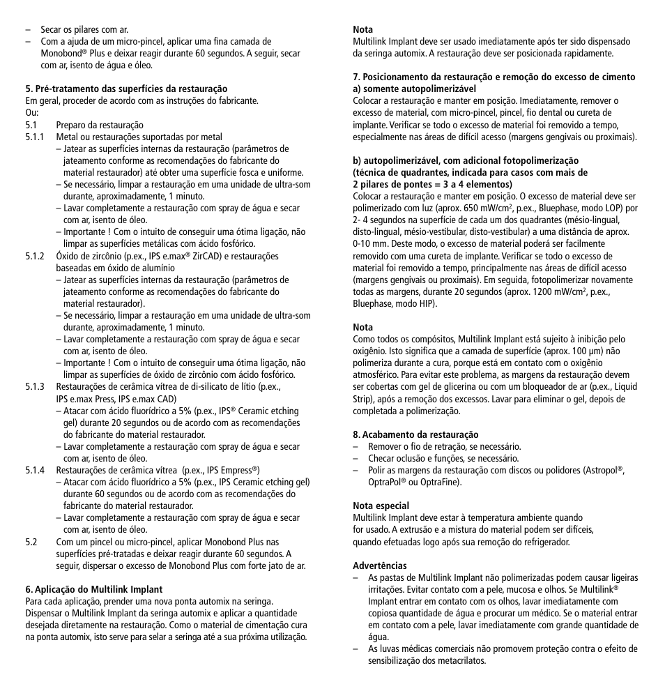 Ivoclar Vivadent Multilink Implant User Manual | Page 15 / 40