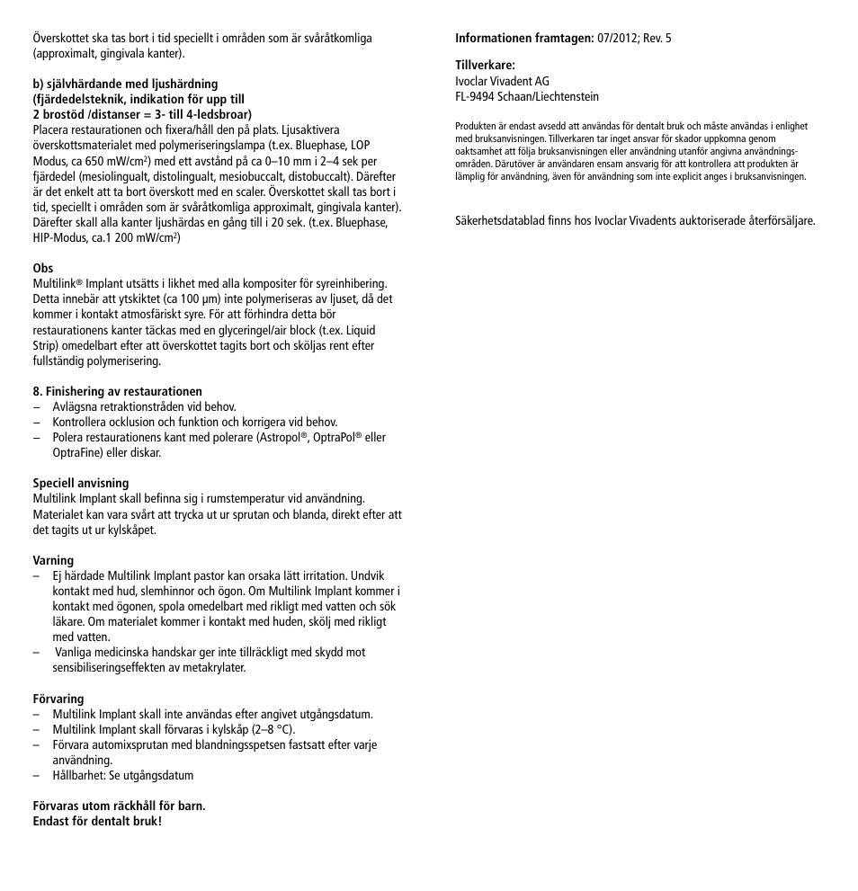 Ivoclar Vivadent Multilink Implant User Manual | Page 18 / 40