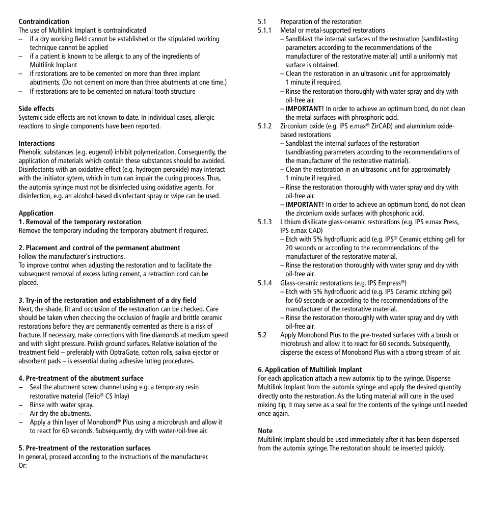 Ivoclar Vivadent Multilink Implant User Manual | Page 2 / 40