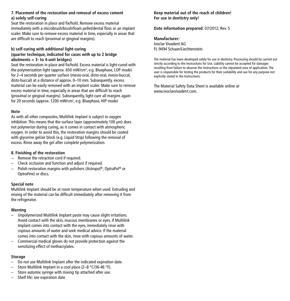 Ivoclar Vivadent Multilink Implant User Manual | Page 3 / 40