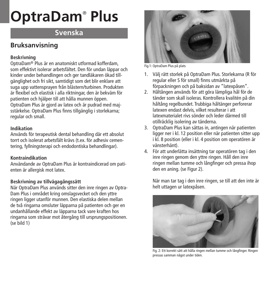 Svenska, Optradam, Plus | Ivoclar Vivadent OptraDam Plus User Manual | Page 14 / 31