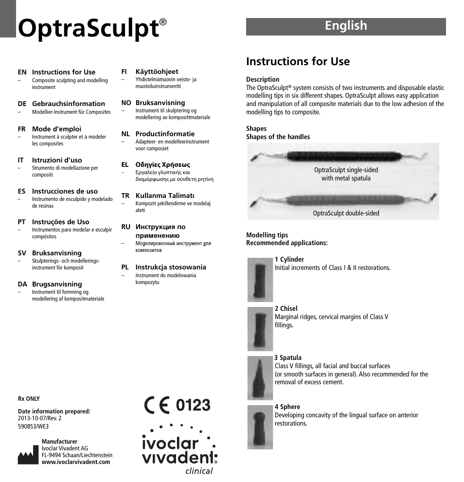 Ivoclar Vivadent OptraSculpt User Manual | 41 pages