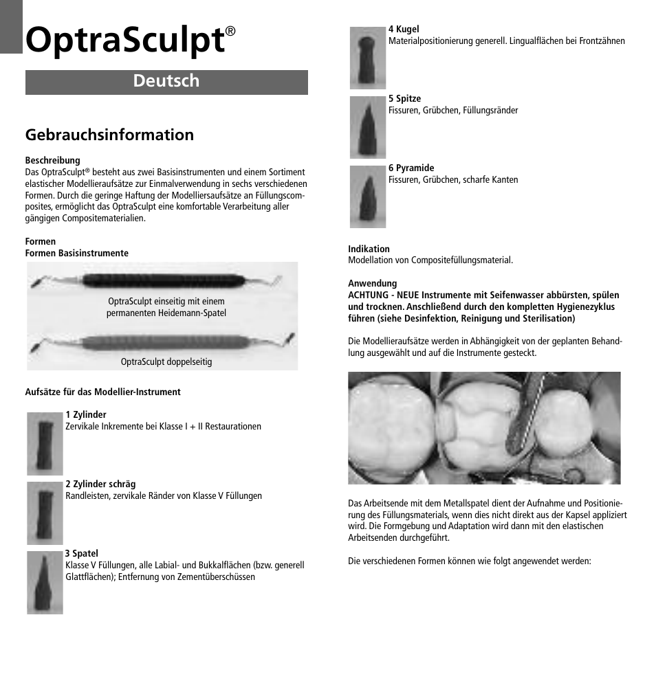 Deutsch, Optrasculpt, Gebrauchsinformation | Ivoclar Vivadent OptraSculpt User Manual | Page 4 / 41
