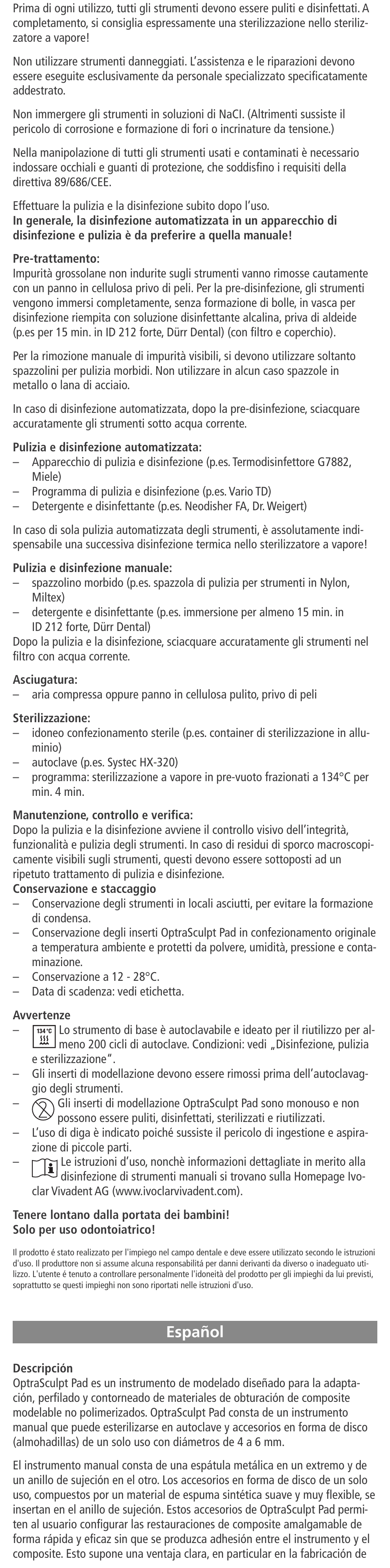 Español | Ivoclar Vivadent OptraSculpt Pad User Manual | Page 10 / 39