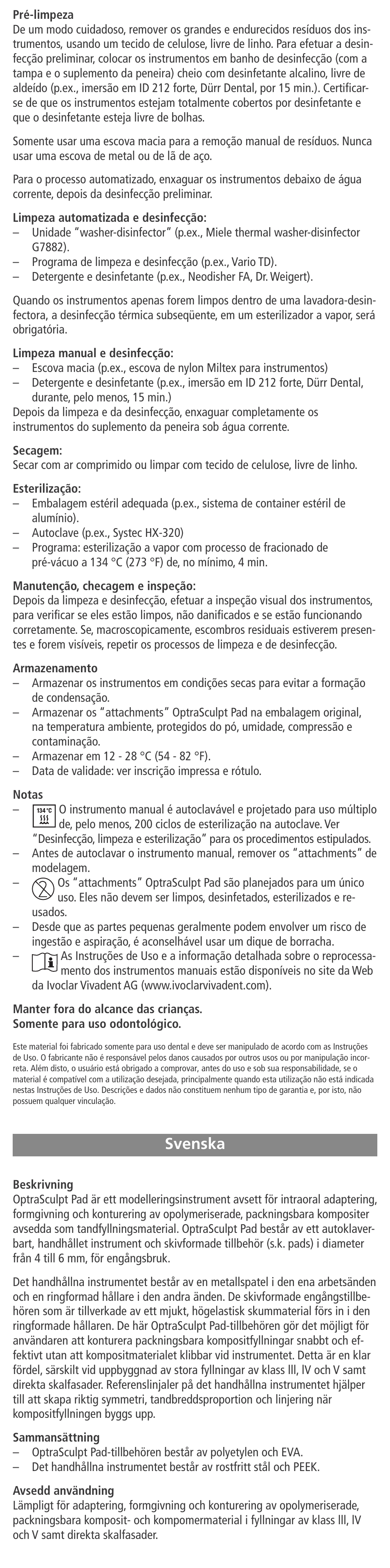 Svenska | Ivoclar Vivadent OptraSculpt Pad User Manual | Page 15 / 39