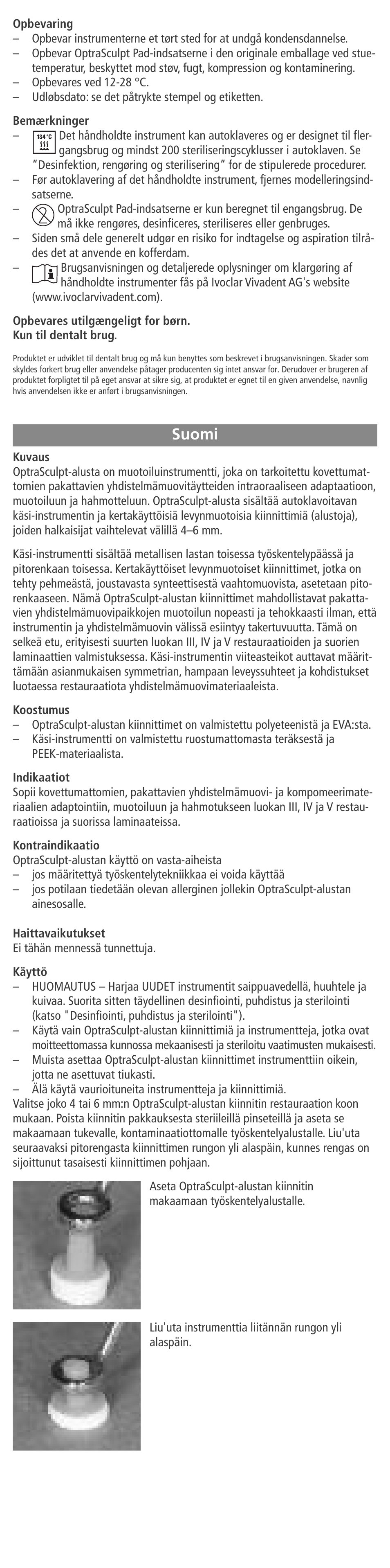 Suomi | Ivoclar Vivadent OptraSculpt Pad User Manual | Page 20 / 39