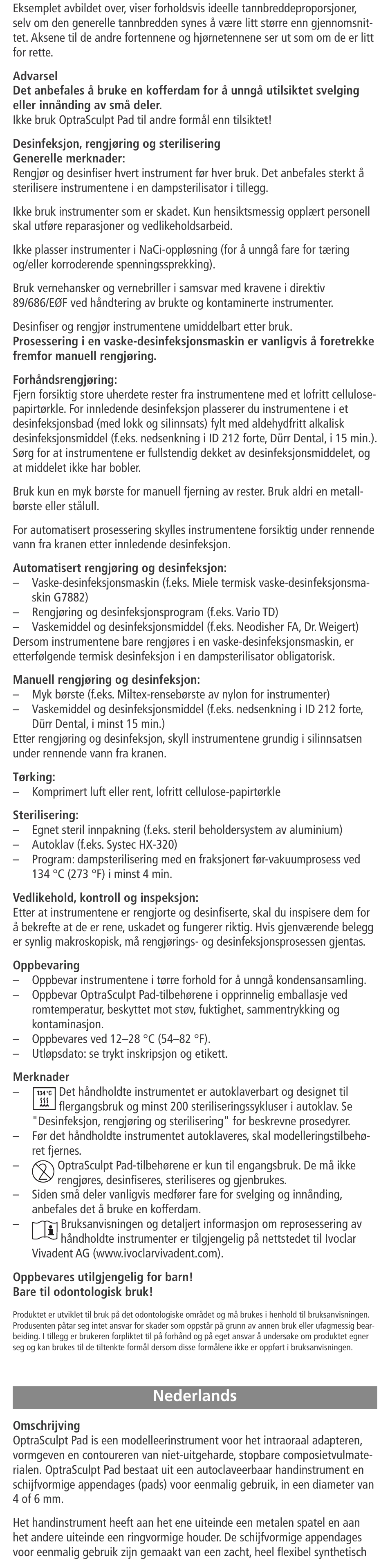 Nederlands | Ivoclar Vivadent OptraSculpt Pad User Manual | Page 24 / 39