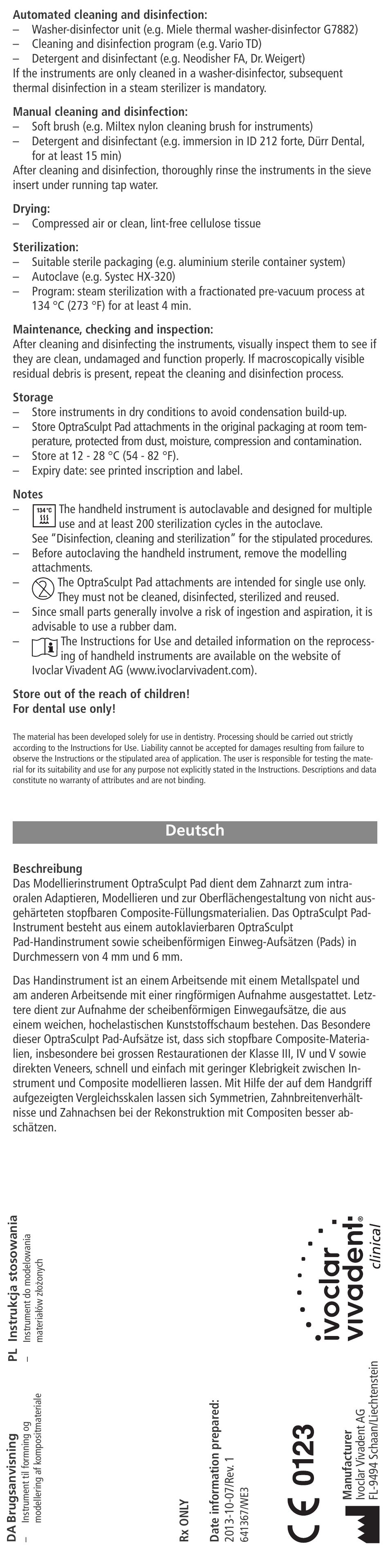 Deutsch | Ivoclar Vivadent OptraSculpt Pad User Manual | Page 3 / 39