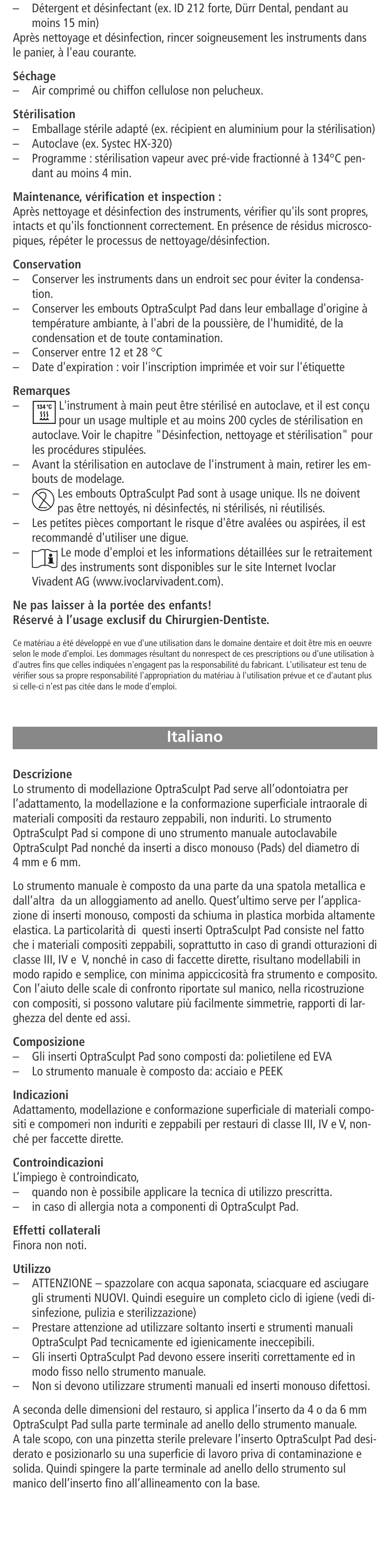 Italiano | Ivoclar Vivadent OptraSculpt Pad User Manual | Page 8 / 39