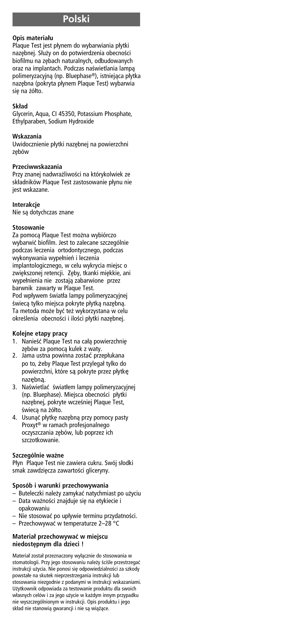 Polski | Ivoclar Vivadent Plaque Test User Manual | Page 8 / 9