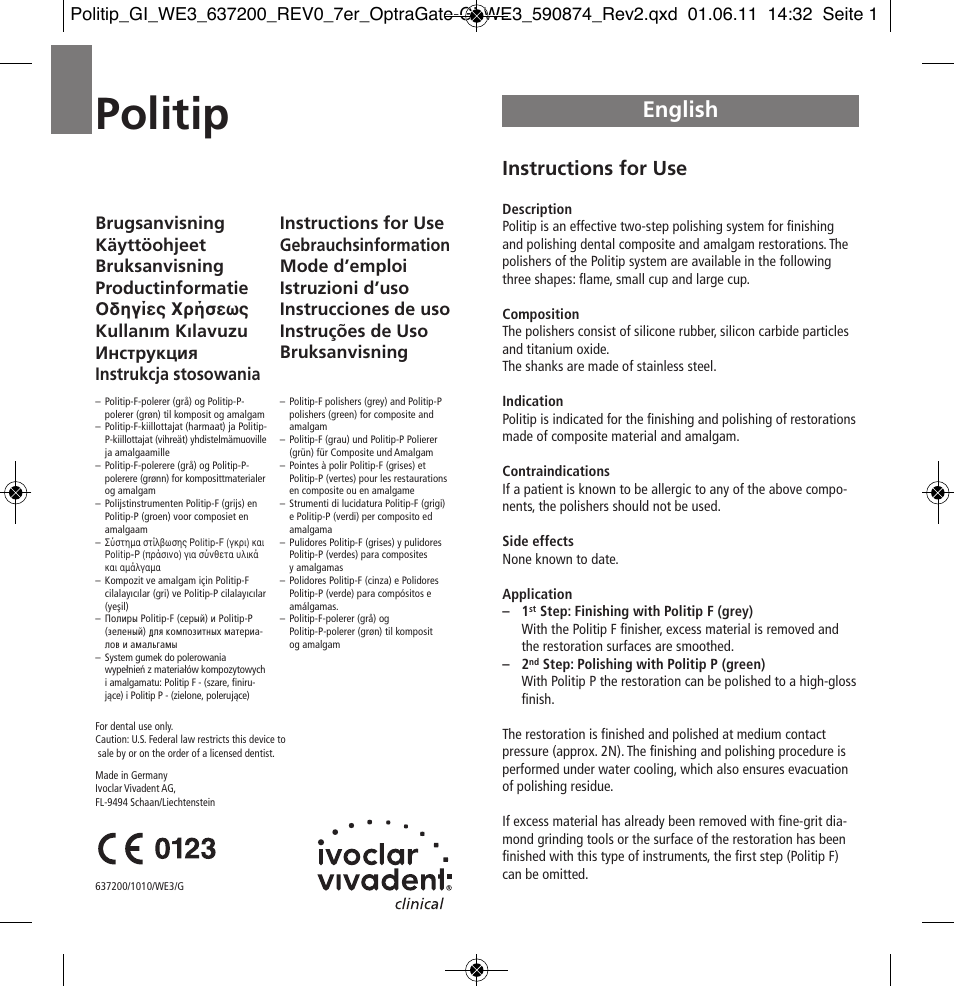 Ivoclar Vivadent Politip User Manual | 34 pages