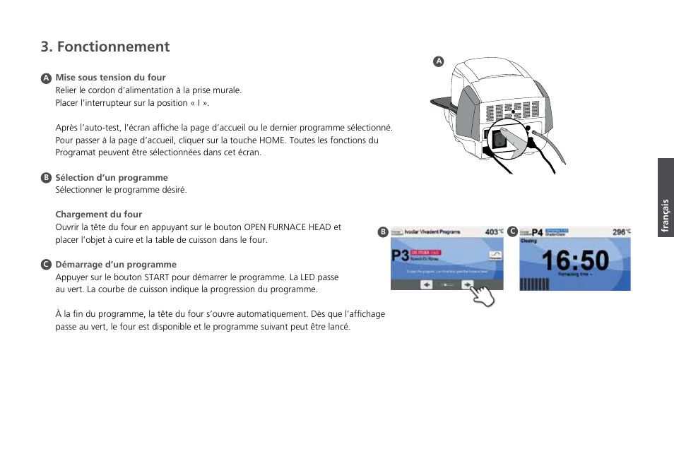 Fonctionnement | Ivoclar Vivadent Programat CS2 Short Instructions User Manual | Page 19 / 40