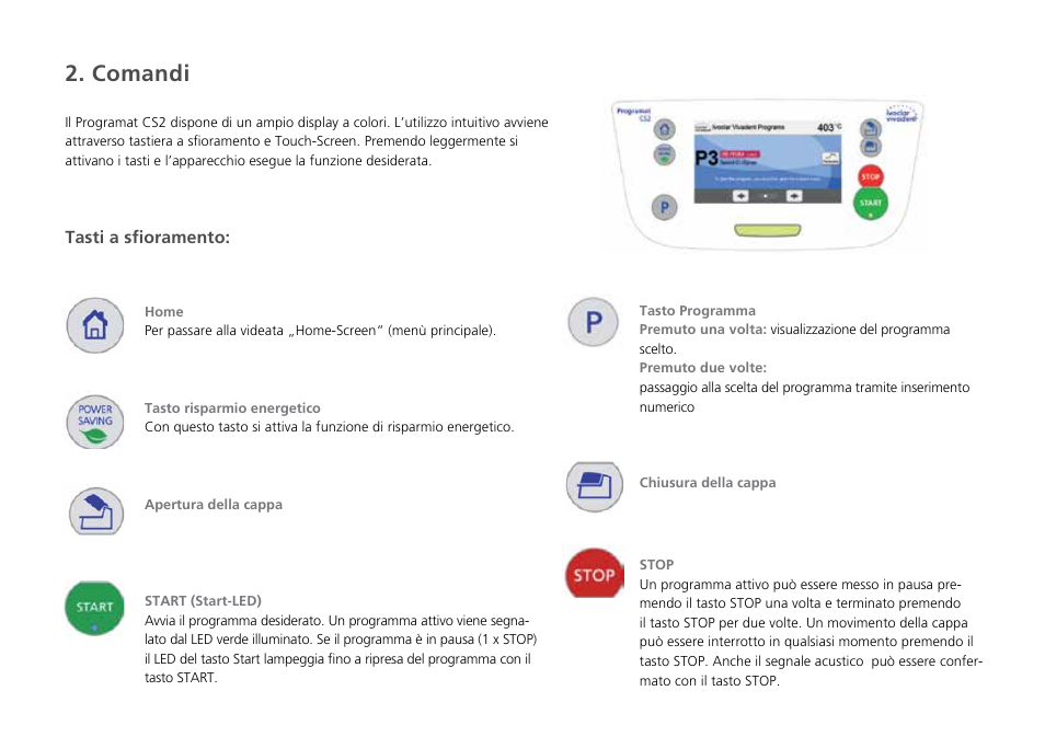 Comandi | Ivoclar Vivadent Programat CS2 Short Instructions User Manual | Page 24 / 40