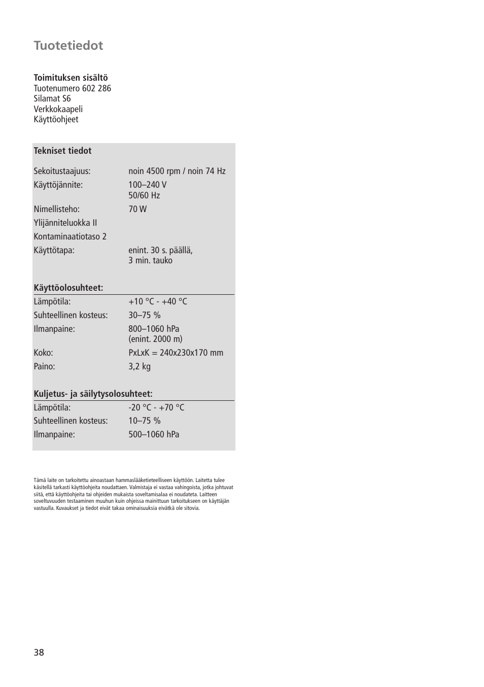 Tuotetiedot | Ivoclar Vivadent Silamat S6 User Manual | Page 38 / 56