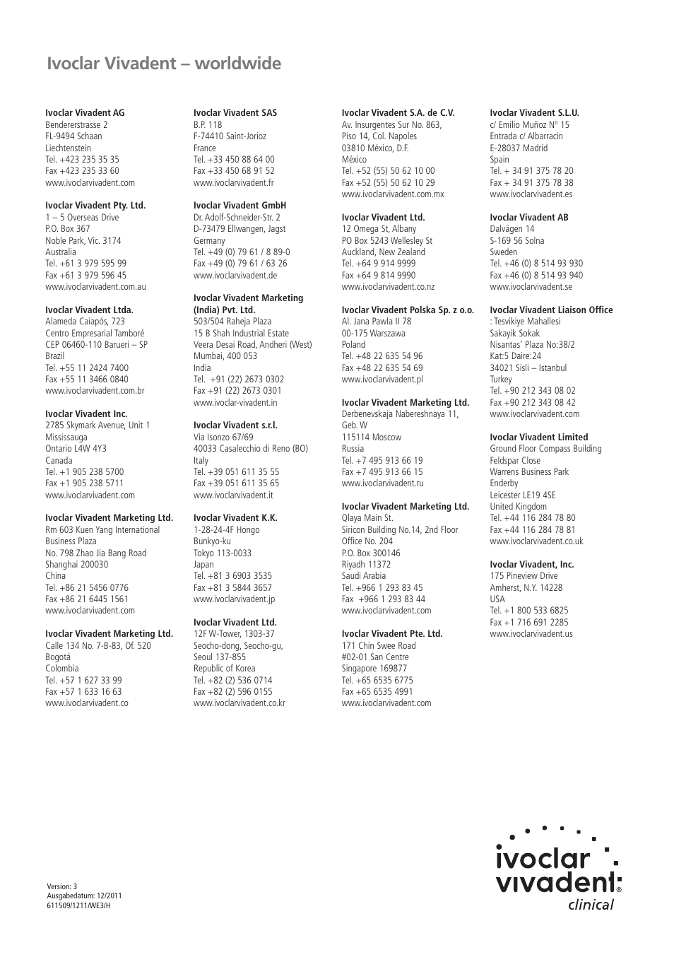 Ivoclar vivadent – worldwide | Ivoclar Vivadent Silamat S6 User Manual | Page 56 / 56