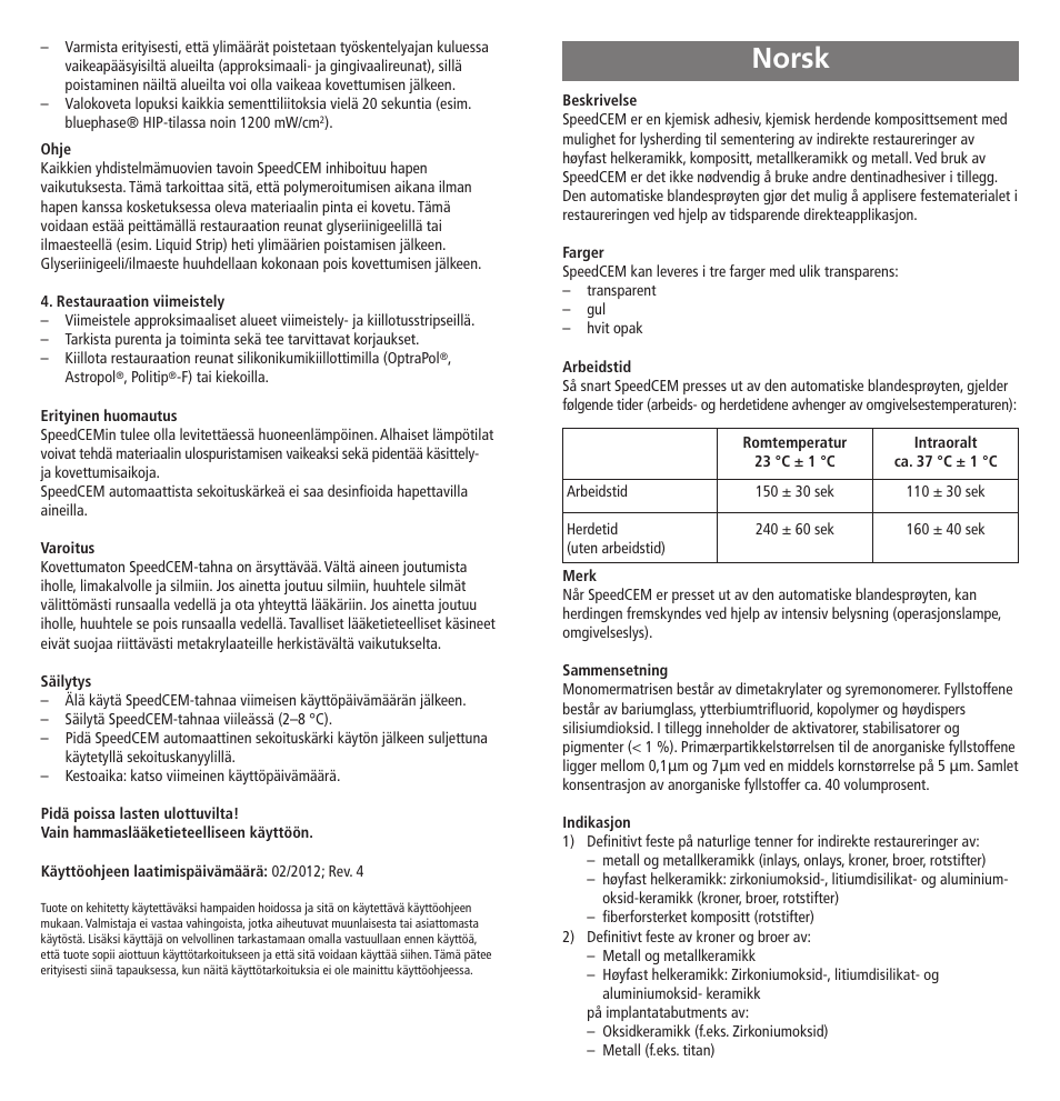 Norsk | Ivoclar Vivadent SpeedCEM User Manual | Page 26 / 44