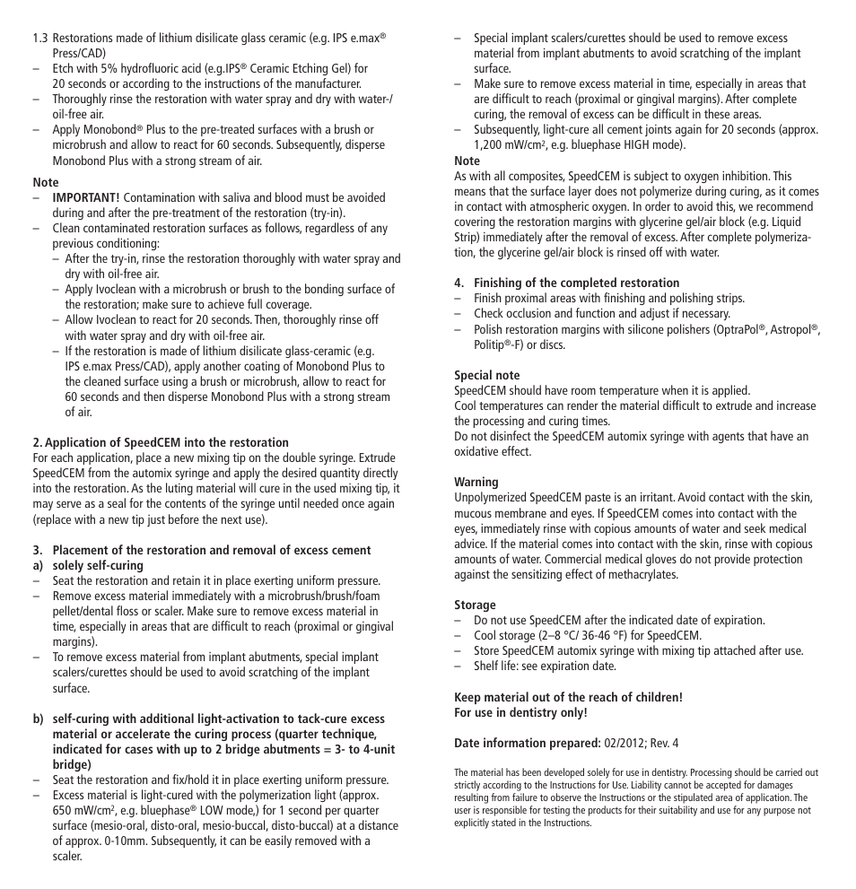 Ivoclar Vivadent SpeedCEM User Manual | Page 3 / 44